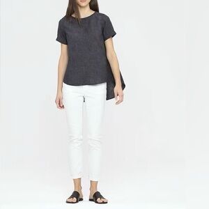 Eileen Fisher Organic Linen Flutter Top Womens Size XS Minimalist